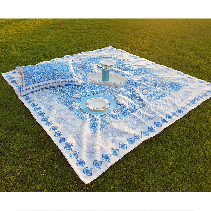 Light Blue mandalas Table cloth 150 x 150 cm